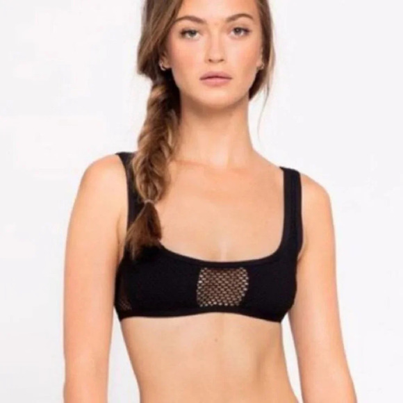 L Space Bikini Benji Mesh Swim Bikini Top Black Size XS NWT - Picture 3 of 12
